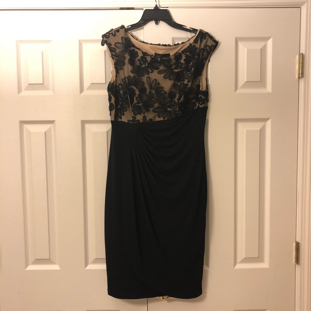 Black and Gold cocktail dress. Connected apparel